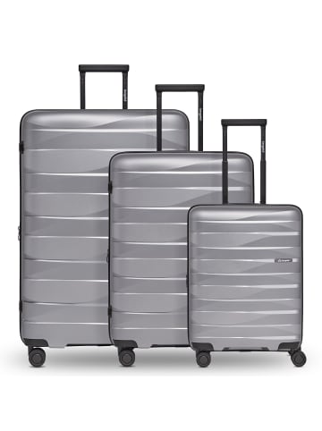 Bergpfeil Travel 4-Rollen Kofferset 3-tlg. mit Dehnfalte in arctic silver metallic