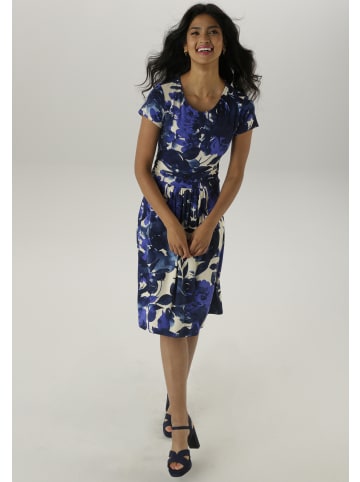 Aniston SELECTED Jerseykleid in marine-beige-royalblau-hellblau
