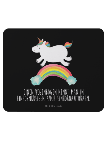 Mr. & Mrs. Panda Mauspad Einhorn Regenbogen mit Spruch in Schwarz