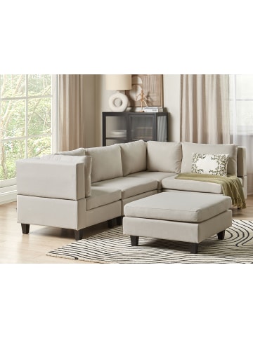 Beliani 5-tlg 4-Sitzer Sofa UNSTAD in Beige/Schwarz