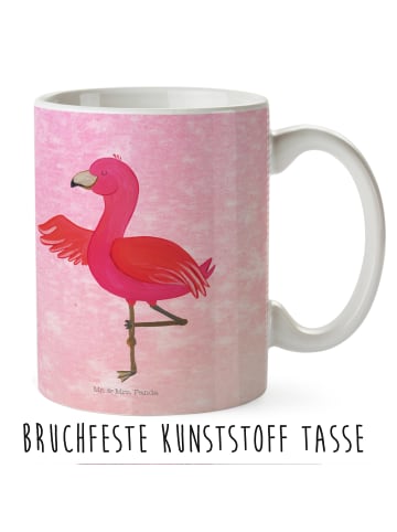 Mr. & Mrs. Panda Kindertasse Flamingo Yoga ohne Spruch in Aquarell Pink