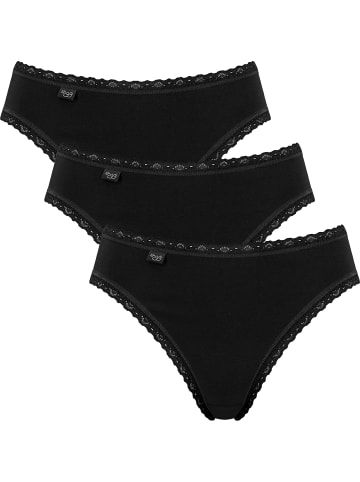 Sloggi Slip 3er-Pack 24/7 Cotton Lace in schwarz