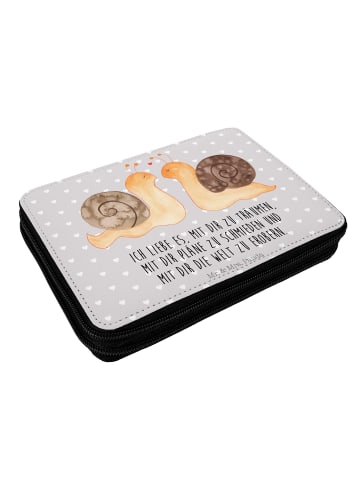 Mr. & Mrs. Panda Etui Schnecken Liebe mit Spruch in Grau Pastell