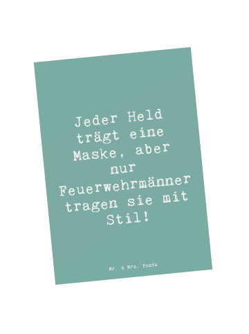 Mr. & Mrs. Panda Postkarte Spruch Stilvolle Feuerwehrmann mit Sp... in Meeresbrise