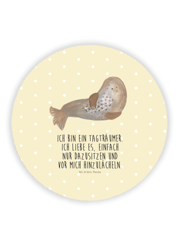 Mr. & Mrs. Panda Kühlschrankmagnet Robbe Lachen mit Spruch in Gelb Pastell