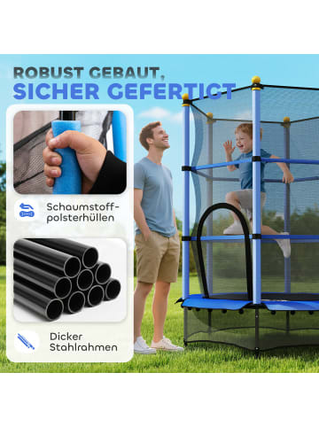 HOMCOM Kindertrampolin in Blau 140L x 140B x 190H cm