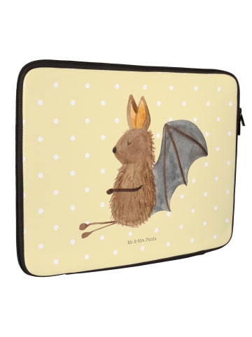 Mr. & Mrs. Panda Laptop Tasche Fledermaus Sitzen ohne Spruch in Gelb Pastell