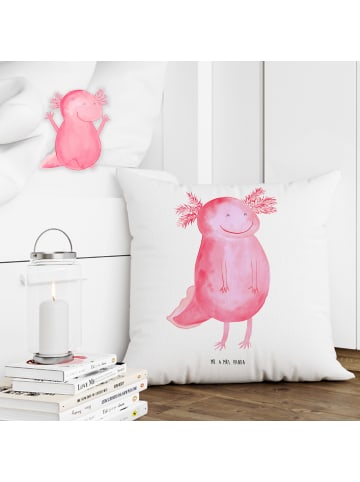 Mr. & Mrs. Panda Deko Kissen Axolotl Glücklich ohne Spruch in Weiß