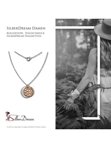 SilberDream 925 Silber vergoldet (Rosegold 585) Damen SilberDream Kette Plakette  ca. 45cm