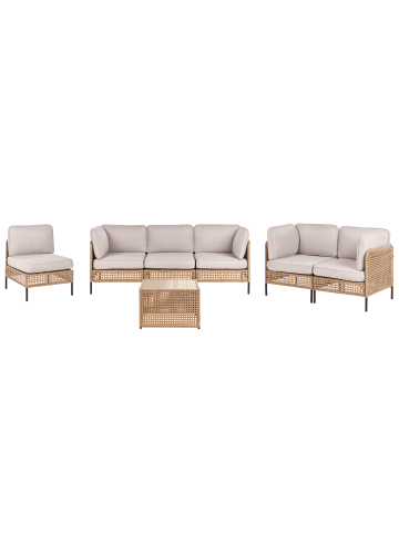 Beliani 7-tlg Lounge Set OMEGANA in Beige/Schwarz