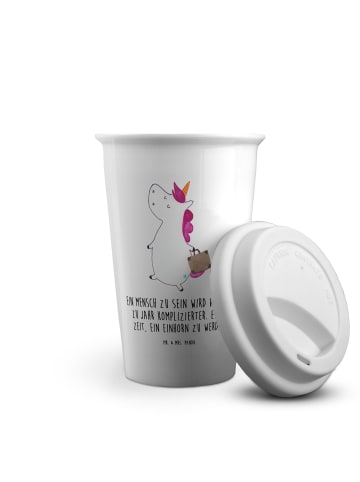 Mr. & Mrs. Panda To Go Becher Einhorn Koffer mit Spruch in Weiß