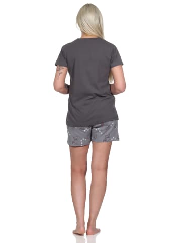 NORMANN Shorty Pyjama Schlafanzug Katzen    - 73917 in dunkelgrau