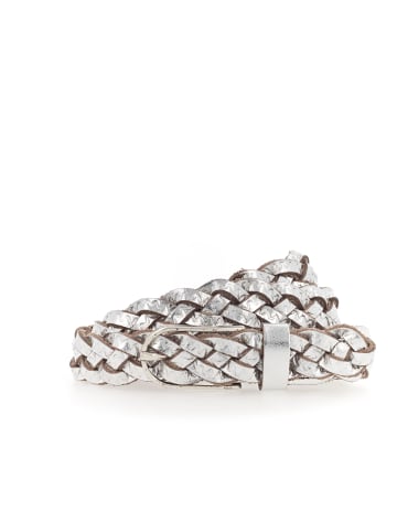 Vanzetti Geflochtener Ledergürtel 25 mm in White Silver