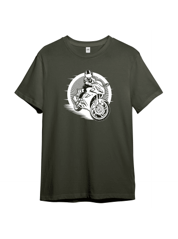 PAULGOS Herren T-Shirt, Motor-Biker in Olive