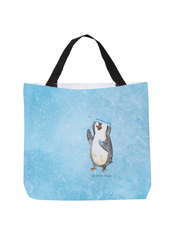 Mr. & Mrs. Panda Henkeltasche Pinguin Duschen ohne Spruch in Eisblau