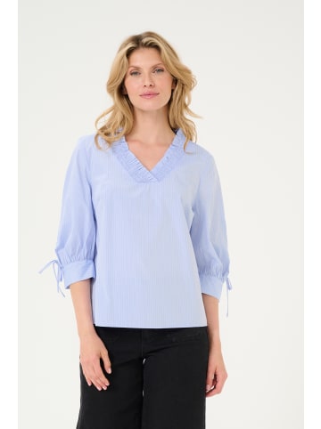 Kaffe Kurzarm-Bluse KAtara Regular fit in Light Blue Pin Stripe