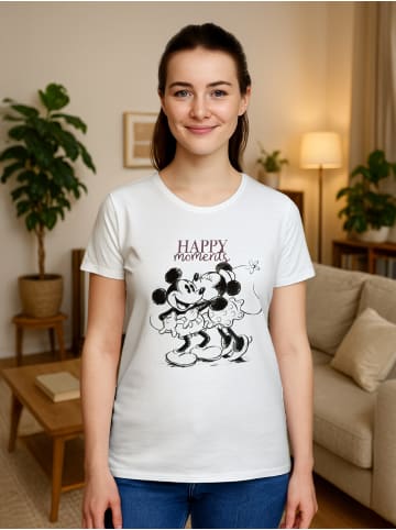Disney Disney Minnie Mouse T-Shirt Happy Moments Oberteil Frauen Shirt Top in weiß