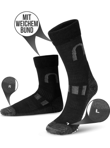 normani 2 Paar Merinowollsocken Wander- und Trekkingsocken Melton in Schwarz