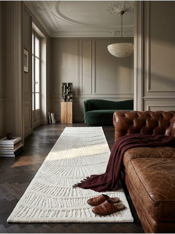 KADIMA DESIGN Wollteppich Kurzflor CARVE Abstrakt Handgetuftet Naturfaser Wohnzimmer in Natur