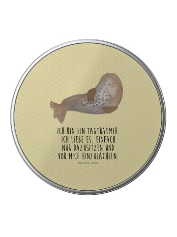 Mr. & Mrs. Panda Aufbewahrungsbox Robbe Lachen mit Spruch in Gelb Pastell