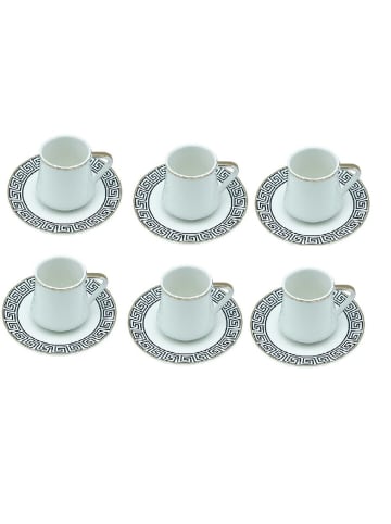 Schäfer 12-tlg. Kaffeeservice, Kaffee- und Mokkatassen mit Unterteller in Weiß