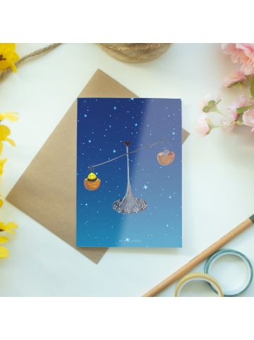 Mr. & Mrs. Panda Klappkarte Sternzeichen Waage ohne Spruch in Sternenhimmel Blau