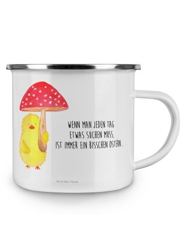 Mr. & Mrs. Panda Emaille Tasse Küken Fliegenpilz mit Spruch in Weiß