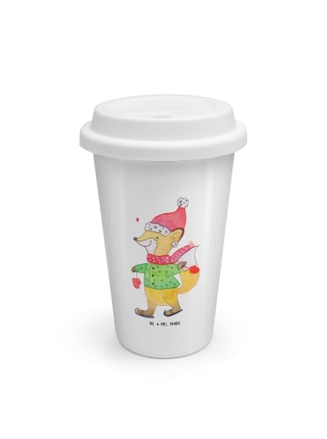 Mr. & Mrs. Panda ToGo Kaffeebecher Fuchs  Schlittschuhe ohne Spruch in Weiß