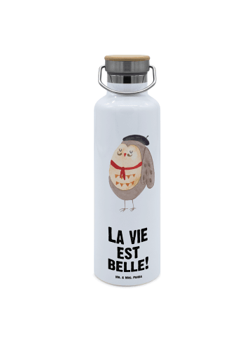 Mr. & Mrs. Panda Trinkflasche Eule Frankreich mit Spruch in Weiß