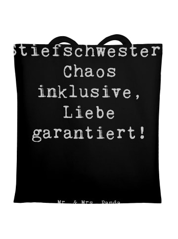 Mr. & Mrs. Panda Tragetasche Stiefschwester Liebe mit Spruch in Schwarz