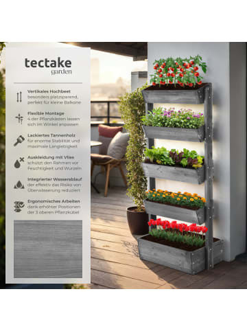 tectake Vertikalbeet aus Tannenholz mit 4 Etagen, wetterfest