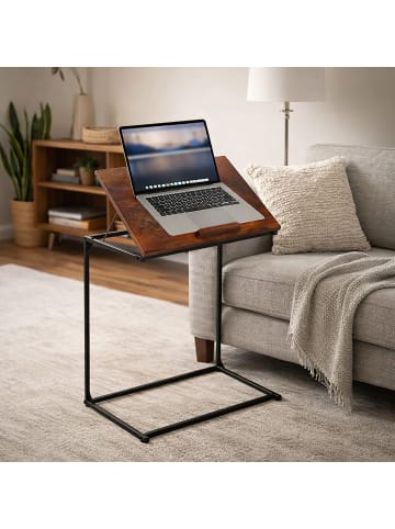 relaxdays Beistelltisch in Schwarz/ Braun- (B)55 x (H)66 x (T)35 cm