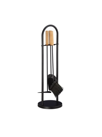 relaxdays 4er Set: Kaminbesteck in Schwarz