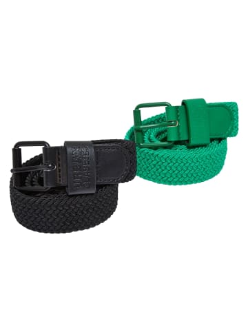Urban Classics Urban Classics Unisex Elastic Belt Set Kids in black/bodegagreen