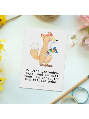 Mr. & Mrs. Panda Grußkarte Fuchs Fitness mit Spruch in Weiß