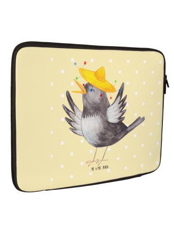 Mr. & Mrs. Panda Laptop Tasche Rabe Sombrero ohne Spruch in Gelb Pastell