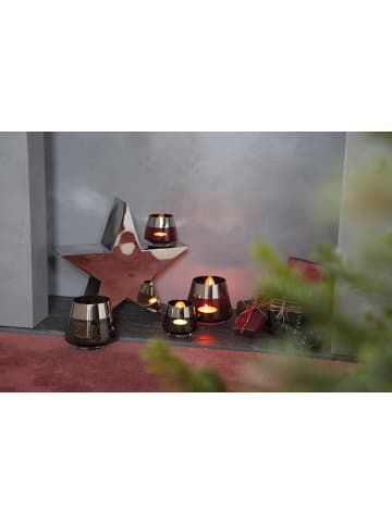 Fink Teelichthalter Jona rot, silberfarben - (H) 9 cm