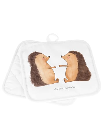 Mr. & Mrs. Panda 2er Set Topflappen  Igel Liebe ohne Spruch in Weiß