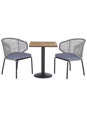 Beliani 3-tlg Bistro Set PALMI in Grau/Schwarz/Heller Holzfarbton