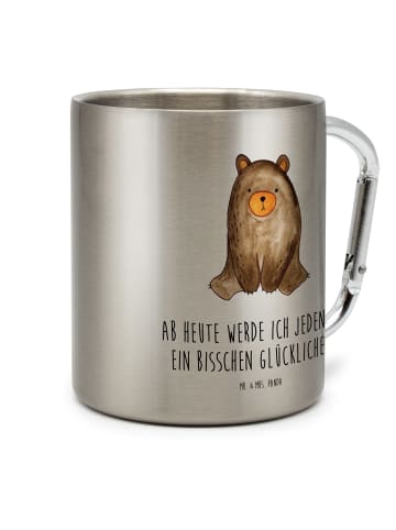 Mr. & Mrs. Panda Kaffeetasse Bär sitzend mit Spruch in Silber