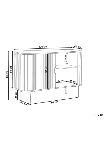 Beliani Sideboard LINDON in Braun/Schwarz - (W) 120 x (H) 81 x (L) 40 cm