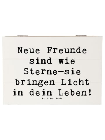 Mr. & Mrs. Panda Truhe Spruch Neue Freunde finden mit Spruch in Weiß