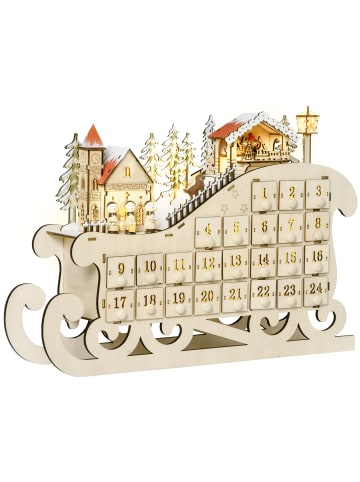HOMCOM Weihnachts-Adventskalender-45B x 10T x 31H cm-Naturholz