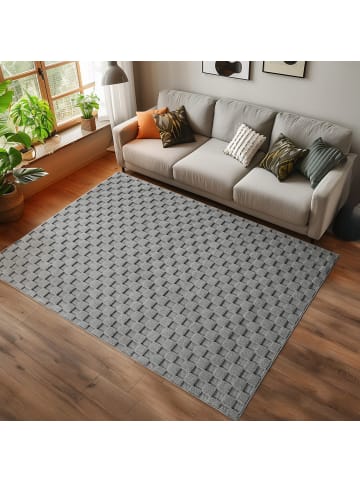 Kurzflor Teppich Helix 2203 Läufer in Silber