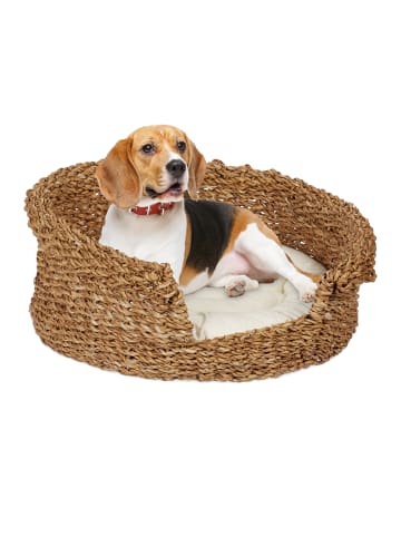 relaxdays Tierbett in Natur/ Creme - (H)18 x Ø 46 cm