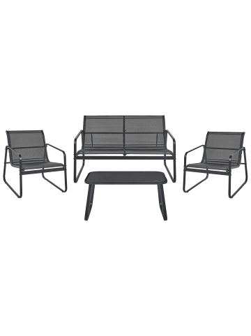 Beliani 4-tlg Sitzgruppe BARREA in Schwarz