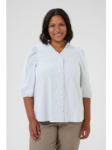 KAFFE curve Langarm-Bluse KCosina A-shape in White/Black oxford stripe