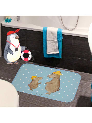 Mr. & Mrs. Panda duschmatte Bären mit Hut ohne Spruch in Blau Pastell