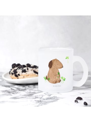 Mr. & Mrs. Panda Teeglas Hund Kleeblatt ohne Spruch in Transparent