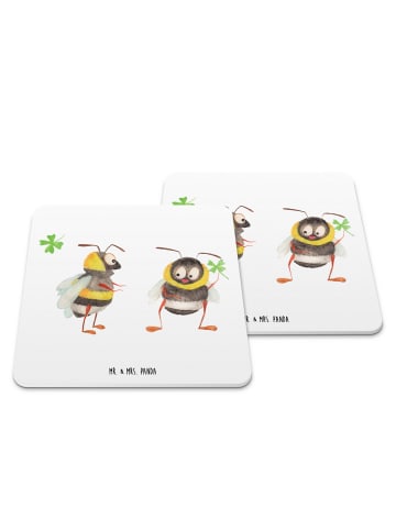 Mr. & Mrs. Panda Design Untersetzer Hummeln Kleeblatt ohne Spruch in Weiß